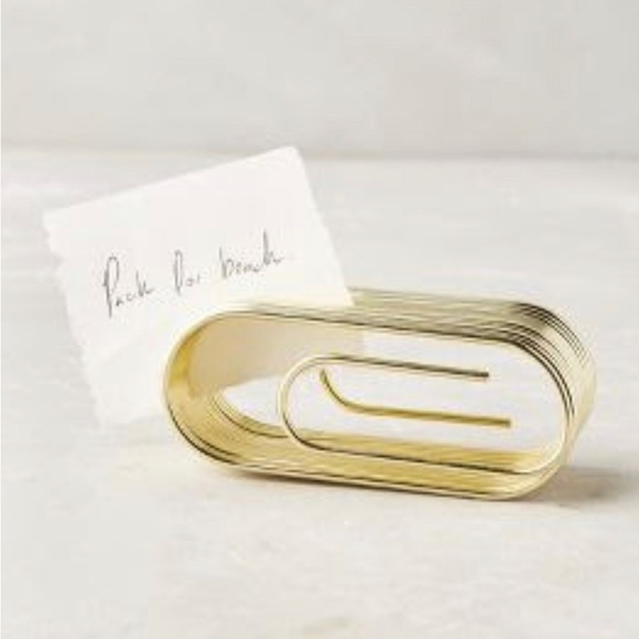 Anthropologie Other - ANTHROPOLOGIE Gold Paper Clip Note Holder ClipNote Desk Organizer